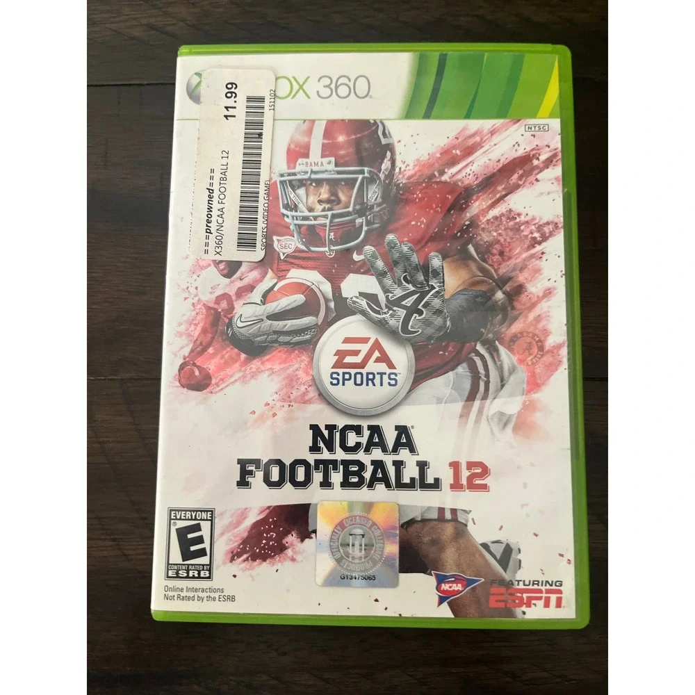 EA Sports NCAA Football 12 Xbox 360 Video Game Alabama Mark Ingram Cover CIB
